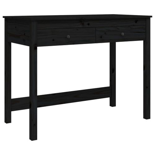 Vidaxl Bureau Avec Tiroirs Noir 100x50x78 Cm Bois Massif De Pin