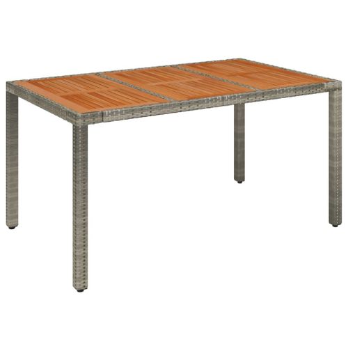 Vidaxl Table De Jardin Dessus En Bois Gris 150x90x75 Cm Résine Tressée