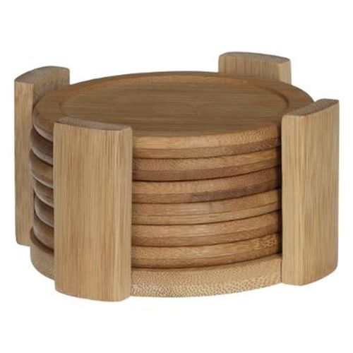 Set De 6 Dessous De Verre & Rack "Bambou" 11cm Naturel