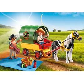 Playmobil Country - Pique Nique Et Chariot Avec Poney - 2 Personnages, Chariot Avec Cheval Et Accessoires