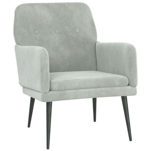 Vidaxl Fauteuil Gris Clair 62x79x79 Cm Velours