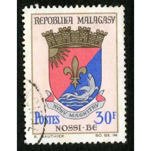 Timbre Oblitéré Repoblika Malagasy, Nossi-Be, Postes, 30 F