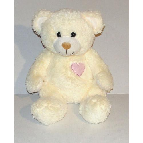 Peluche Ours Vanille Coeur Rose Cmi Carrefour 41 Cm