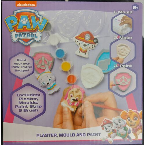Pat Patrouille - Kit Moulage En Platre - Stella, Marcus, Everest Et Leur Badge