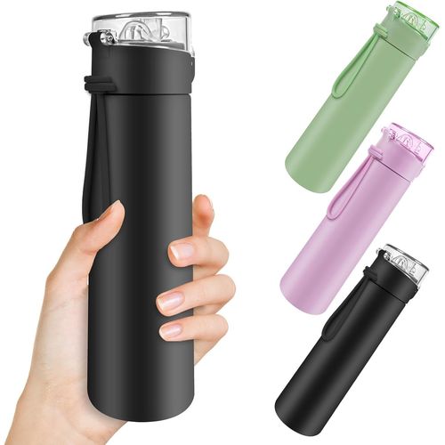 250ml Petite Bouteille Isotherme, Gourde Isotherme Avec Couvercle Verrouillable Anti-Fuite, Bouteille D'eau Acier Inoxydable  Double Paroi, Sans Bpa, Pour Running, cole, Bureau (Noir)