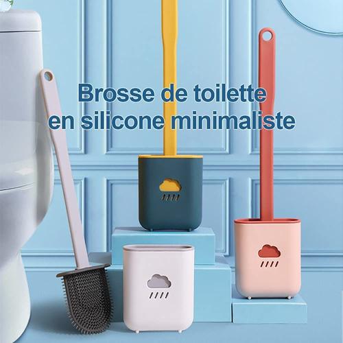 Brosse de Toilette Silicone Flexible,Brosse WC Plate,Brosse de Toilettes à  Séchage Rapide,Brosse WC