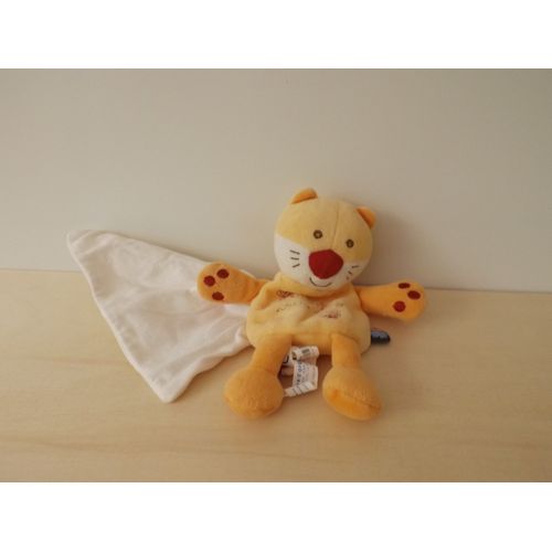 Doudou Chat Orange Rouge Cajou Sucre D'orge