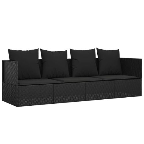 Vidaxl Lit De Salon D'extérieur Avec Coussins Noir Résine Tressée