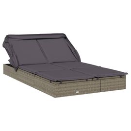 Vidaxl Transat 2 Places Avec Toit Pliable Gris 213x118x97 Cm