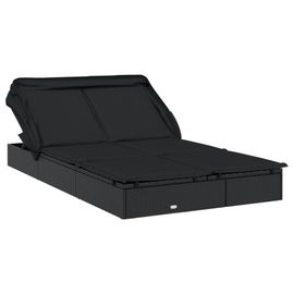 Vidaxl Transat 2 Places Avec Toit Pliable Noir 213x118x97 Cm