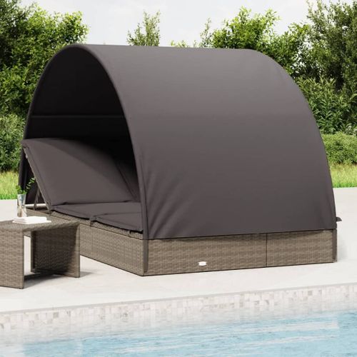 Vidaxl Transat 2 Places Avec Toit Rond Gris 211x112x140 Cm