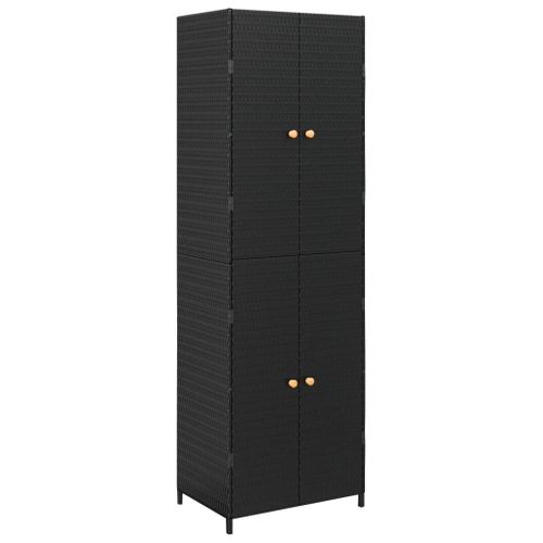 Vidaxl Armoire De Rangement De Jardin Noir 59x40x180 Cm Résine Tressée