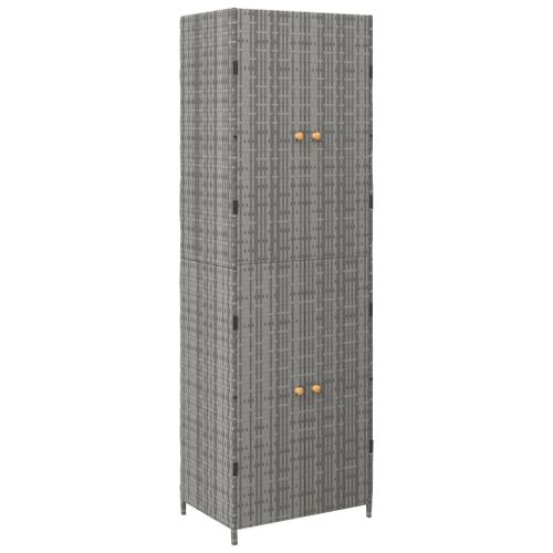 Vidaxl Armoire De Rangement Jardin Gris 59x40x180 Cm Résine Tressée
