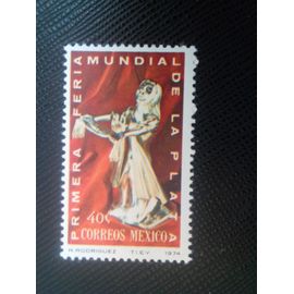 Timbre Mexique Y T 800 1ère Foire Mondiale De L'argent - Statuette En Argent D'une Femme Mexicaine 1974 ( 040507 )