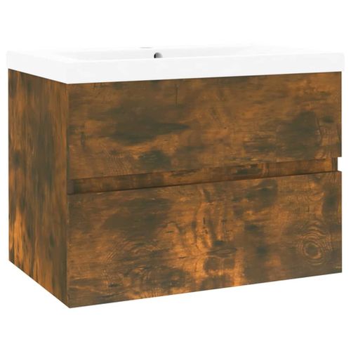 Vidaxl Meuble Lavabo Avec Bassin Intégré Chêne Fumé Bois D'ingénierie