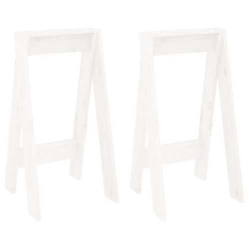 Vidaxl Tabourets 2 Pcs Blanc 40x40x75 Cm Bois Massif De Pin