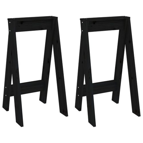 Vidaxl Tabourets 2 Pcs Noir 40x40x75 Cm Bois Massif De Pin