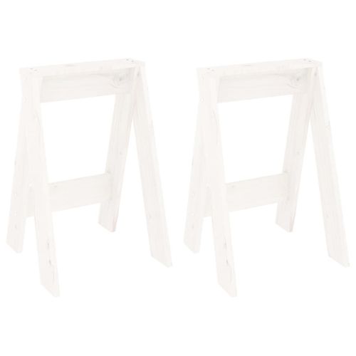 Vidaxl Tabourets 2 Pcs Blanc 40x40x60 Cm Bois Massif De Pin