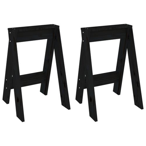 Vidaxl Tabourets 2 Pcs Noir 40x40x60 Cm Bois Massif De Pin