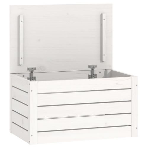 vidaXL Boîte de rangement Blanc 59,5x36,5x33 cm Bois massif de pin