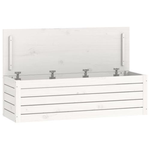 vidaXL Boîte de rangement Blanc 109x36,5x33 cm Bois massif de pin