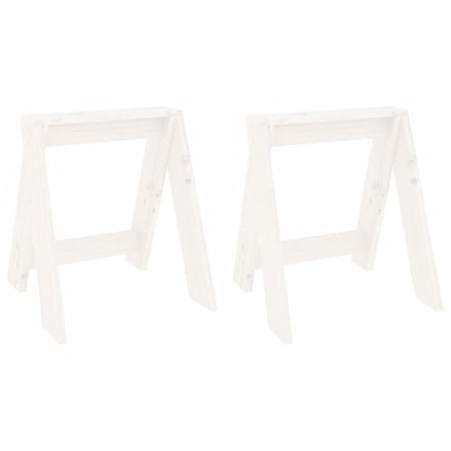 Vidaxl Tabourets 2 Pcs Blanc 40x40x45 Cm Bois Massif De Pin
