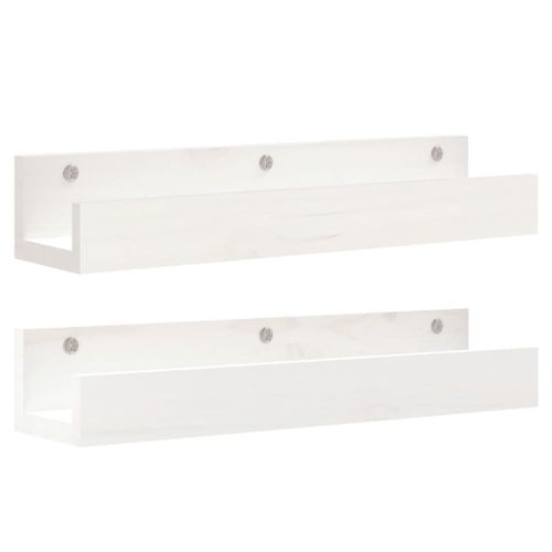 Vidaxl Étagères Murales 2 Pcs Blanc 50x12x9 Cm Bois De Pin Massif