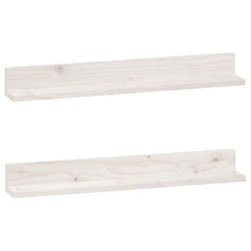 Vidaxl Étagères Murales 2 Pcs Blanc 80x11x9 Cm Bois De Pin Massif
