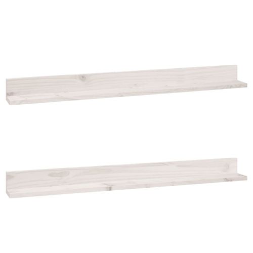 Vidaxl Étagères Murales 2 Pcs Blanc 110x11x9 Cm Bois De Pin Massif