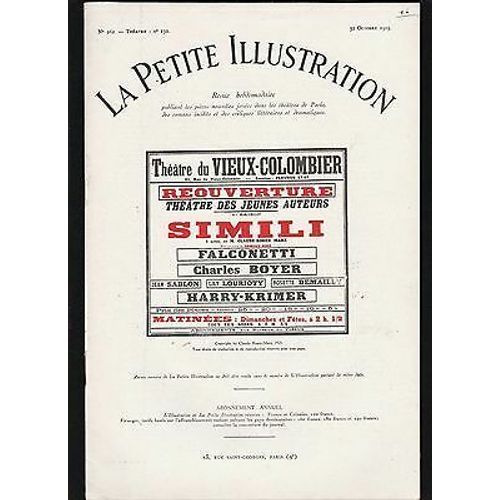 La Petite Illustration Théâtrale N 150 Simili De Claude Roger Marx 1925