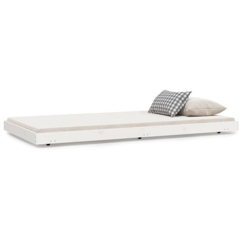 Vidaxl Cadre De Lit Blanc 90x200 Cm Bois De Pin Massif