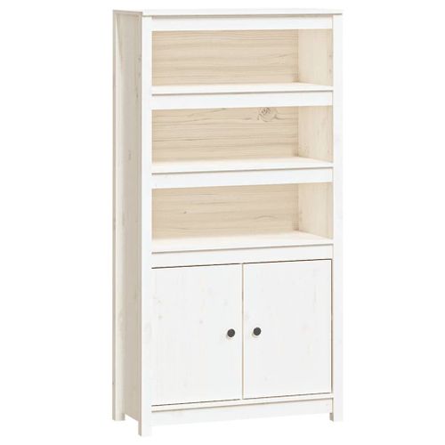 Vidaxl Buffet Haut Blanc 80x35x154 Cm Bois Massif De Pin