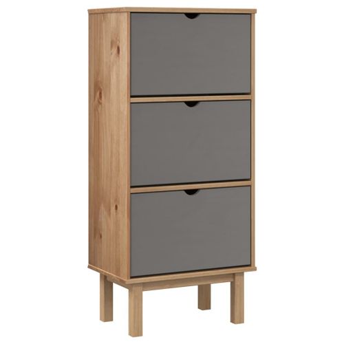 Vidaxl Armoire À Chaussures Otta Et 3 Tiroirs Marron Et Gris Bois Pin