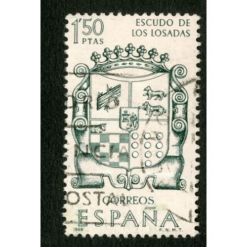 Timbre Oblitéré Espana, Escudo De Los Losadas, Correos, 1968, 1.50 Ptas
