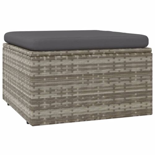 Vidaxl Repose-Pied De Jardin Et Coussin Gris 55x55x30cm Résine Tressée
