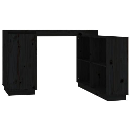 Vidaxl Bureau Noir 110x50x75 Cm Bois Massif De Pin