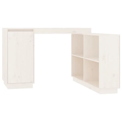 Vidaxl Bureau Blanc 110x50x75 Cm Bois Massif De Pin