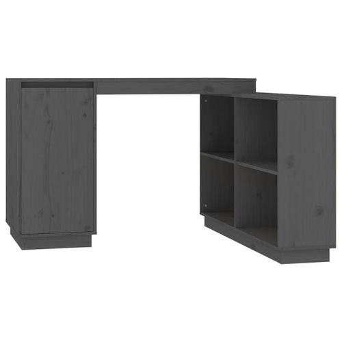 Vidaxl Bureau Gris 110x50x75 Cm Bois Massif De Pin