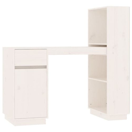 Vidaxl Bureau Blanc 110x53x117 Cm Bois Massif De Pin
