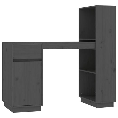 Vidaxl Bureau Gris 110x53x117 Cm Bois Massif De Pin
