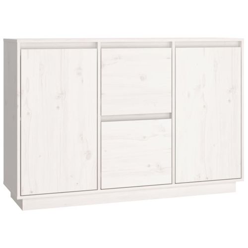 Vidaxl Buffet Blanc 111x34x75 Cm Bois Massif De Pin