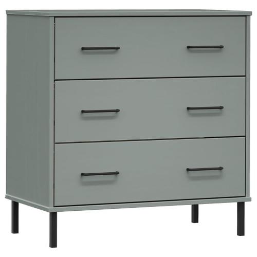 Vidaxl Buffet Avec 3 Tiroirs Gris 77x40x79,5 Cm Bois Massif Oslo