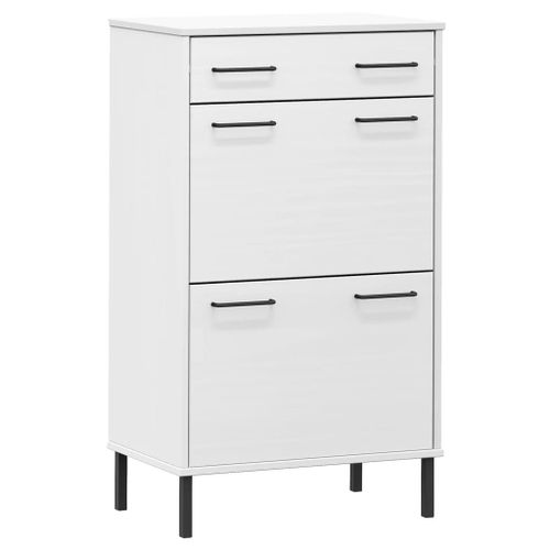 Vidaxl Étagère À Chaussures Et Pieds En Métal Blanc Bois De Pin Oslo