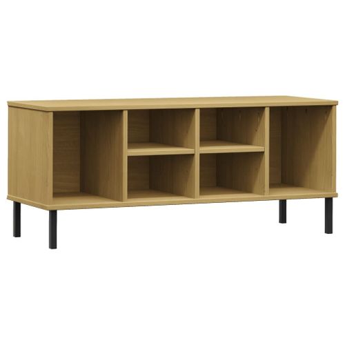 Vidaxl Étagère À Chaussures Pieds En Métal Brun 106x35x45 Cm Bois Oslo