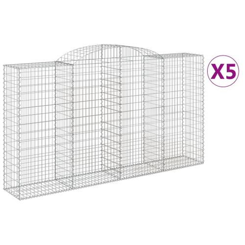 Vidaxl Paniers À Gabions Arqués 5 Pcs 300x50x160/180 Cm Fer Galvanisé