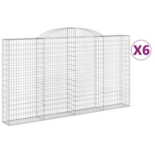 Vidaxl Paniers À Gabions Arqués 6 Pcs 300x30x160/180 Cm Fer Galvanisé