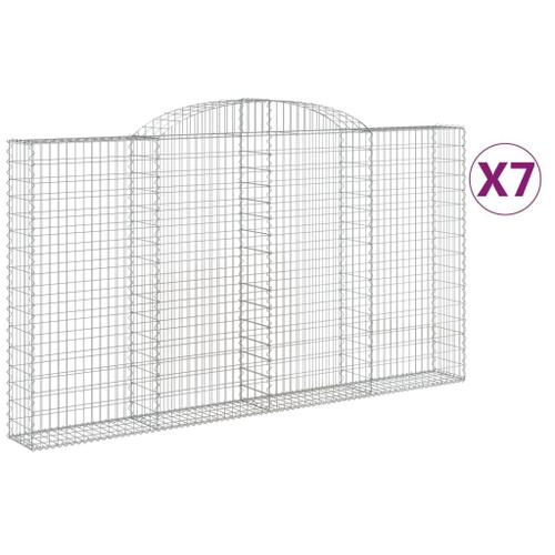 Vidaxl Paniers À Gabions Arqués 7 Pcs 300x30x160/180 Cm Fer Galvanisé