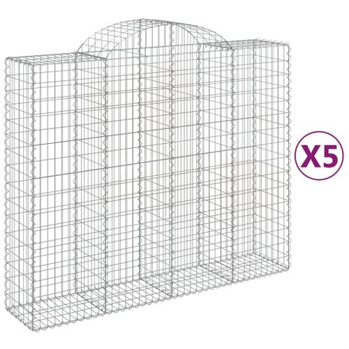 Vidaxl Paniers À Gabions Arqués 5 Pcs 200x50x160/180 Cm Fer Galvanisé