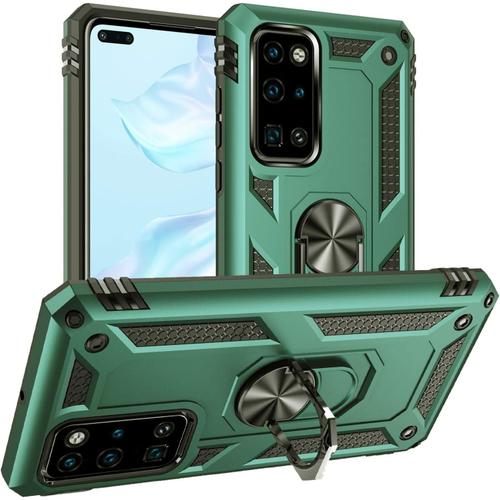 Coque Huawei P40,Antichoc Support Protection Housse Avec Lentille Coulissante Couverture Étui Pour Huawei P40 (Vert)