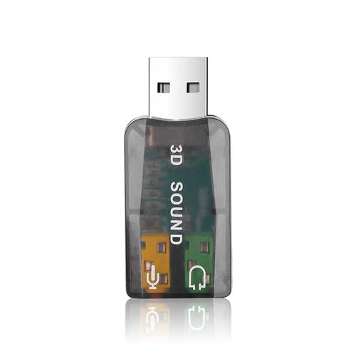 Carte son externe 3D USB 5.1,avec adaptateur Audio 3.5mm,pour ordinateur Portable,casque d'écoute,micro stéréo,convertisseur USB - Type Black